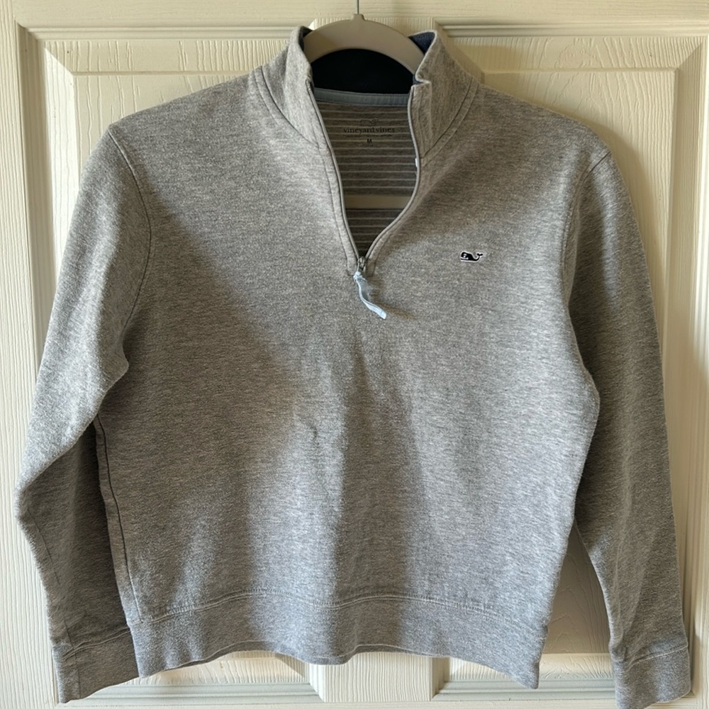 Vineyard Vines Kids Boys Preppy‎ Fall 1/4 Zip Gray Pullover Size Med